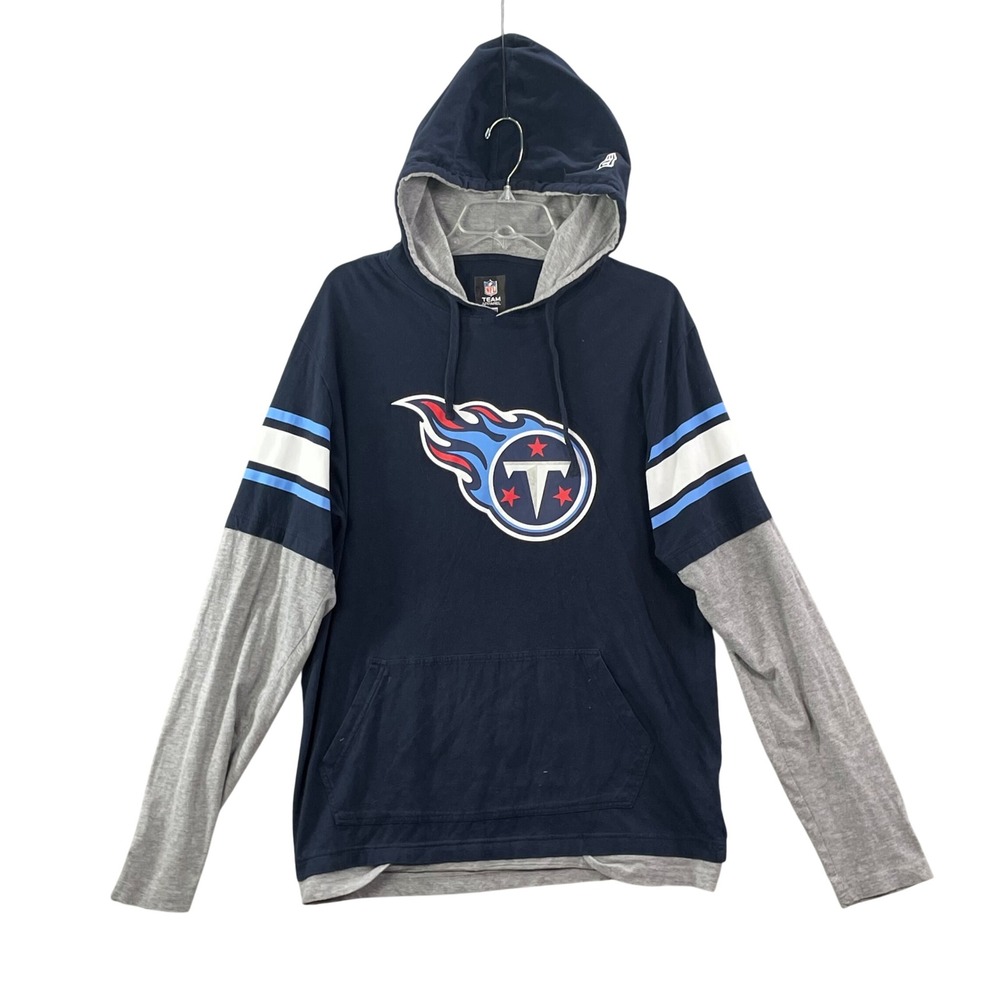 New Era Tennessee Titans Hoodie Womens L Navy Blue NFL Team Apparel Layered Look